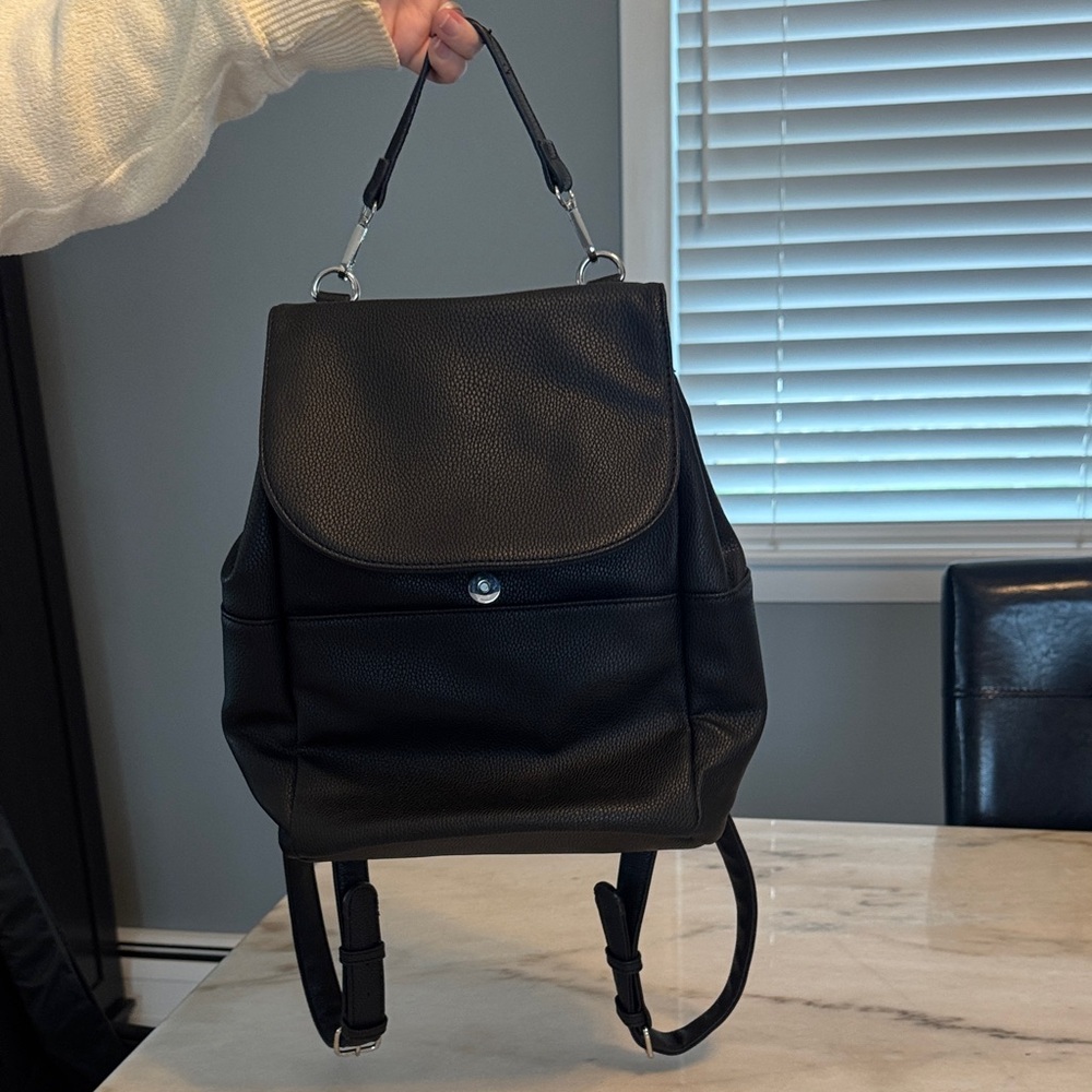 Black Leather Backpack